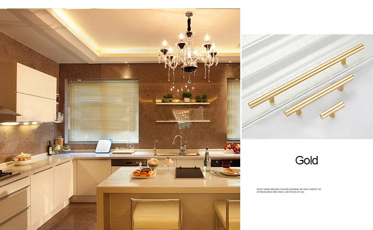 Modern Gold Brushed Straight Cupboard Handles Knobs Stainless Steel Brushed Black Gold Kitchen Door Handles Cabinet Pull