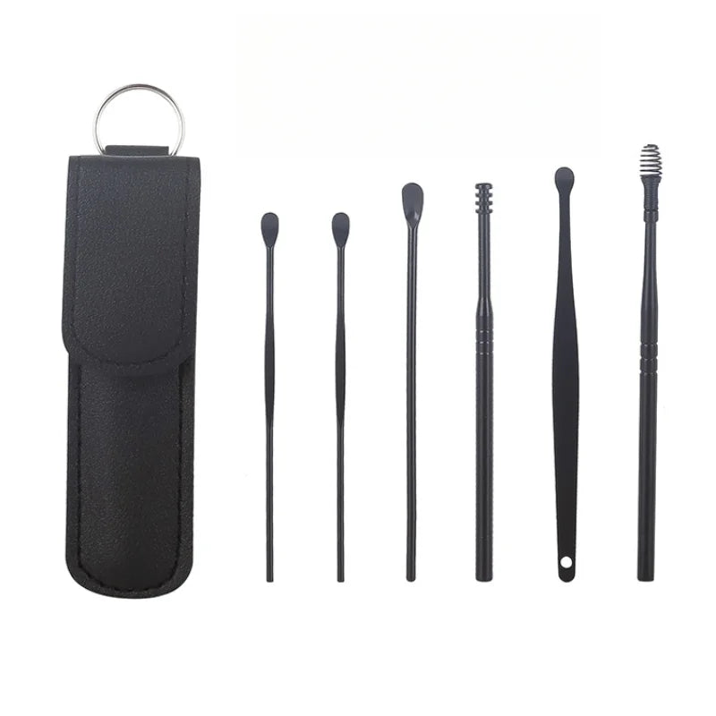 Effective 6Pcs Earwax Cleaning Tool with Spiral Earpick and Ear Curette, Ear Care Tool for Daily Use