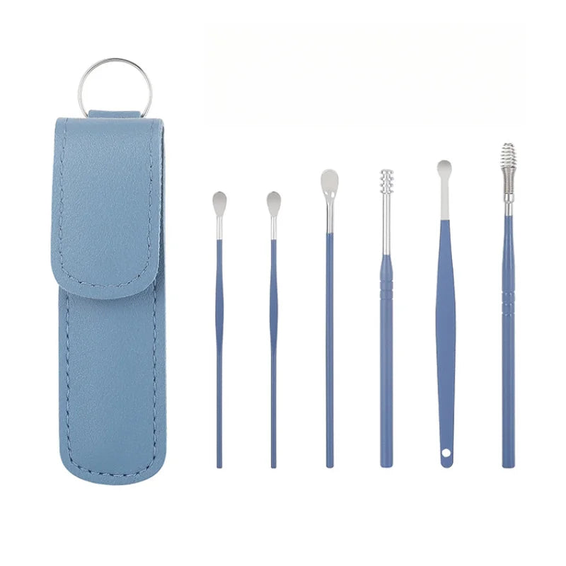 Effective 6Pcs Earwax Cleaning Tool with Spiral Earpick and Ear Curette, Ear Care Tool for Daily Use