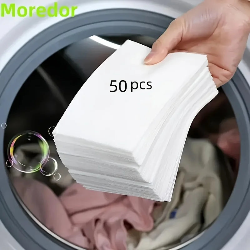 50Pcs Plastic-Free Laundry Detergent Tablets, Hypoallergenic Liquid-Free Laundry Tablets - Powerful Decontamination and Biodegradable Cleaning Strips! for Commercial/Laundry Room, Home Dormitory, Travel, Camping Style and Han