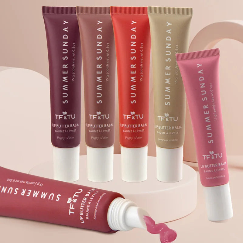 Summer Friday's Vanilla Beige Lip Balm Moisturizing Transparent Lipstick Set Smooth Soft Tube Mirror Lip Gloss Lip Makeupv