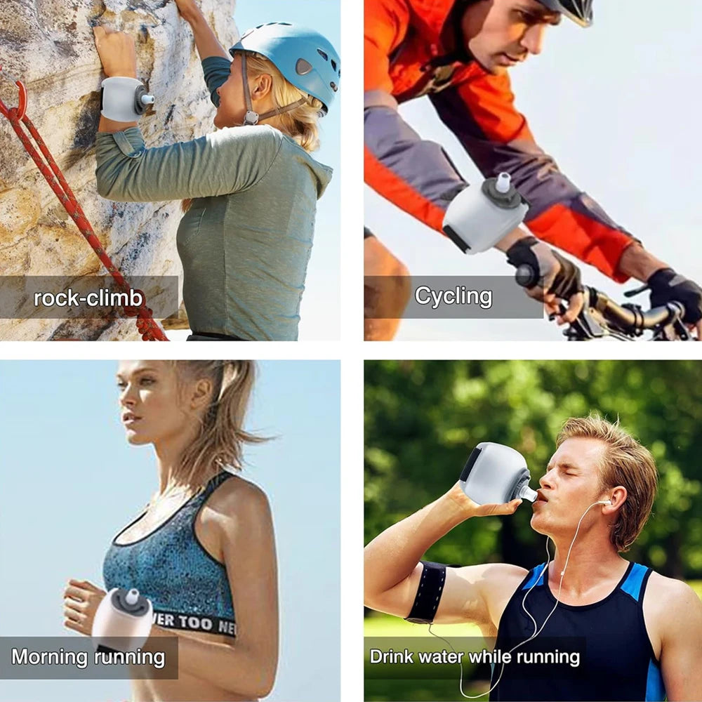 1Pcs Sports Arm Water Bottle, Silicone Wrist Mounted Water Cup for Running Cycling Hiking, Hands-Free Hydration for Outdoor Work