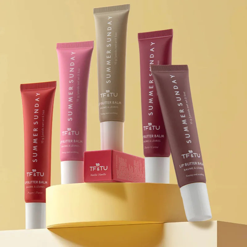 Summer Friday's Vanilla Beige Lip Balm Moisturizing Transparent Lipstick Set Smooth Soft Tube Mirror Lip Gloss Lip Makeupv