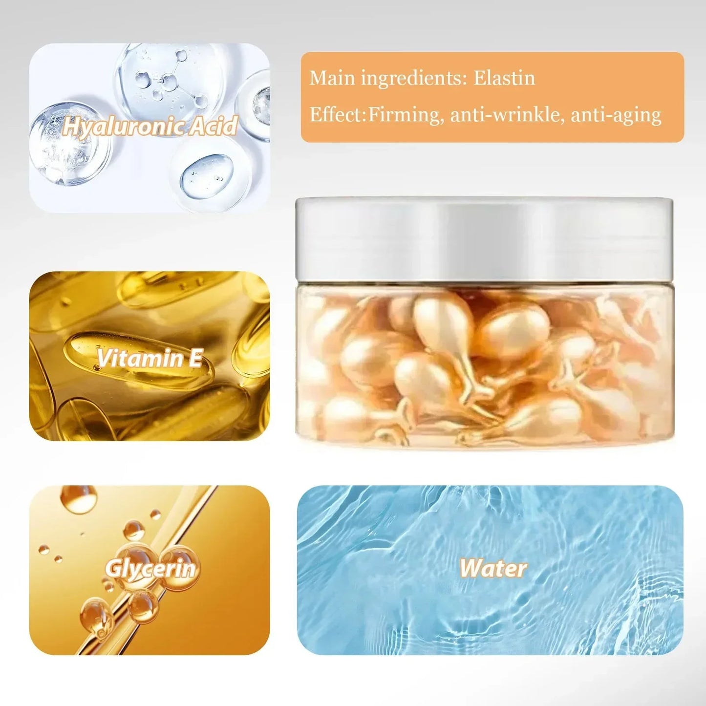50Pcs Collagen Face Care Capsules Serum Spot Acne Wrinkle Remover Firming Whitening Hyaluronic Acid Essence Skin Care New style