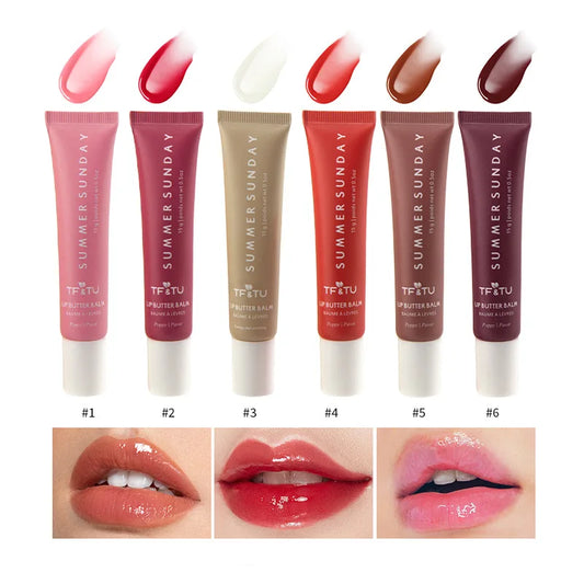 Summer Friday's Vanilla Beige Lip Balm Moisturizing Transparent Lipstick Set Smooth Soft Tube Mirror Lip Gloss Lip Makeupv